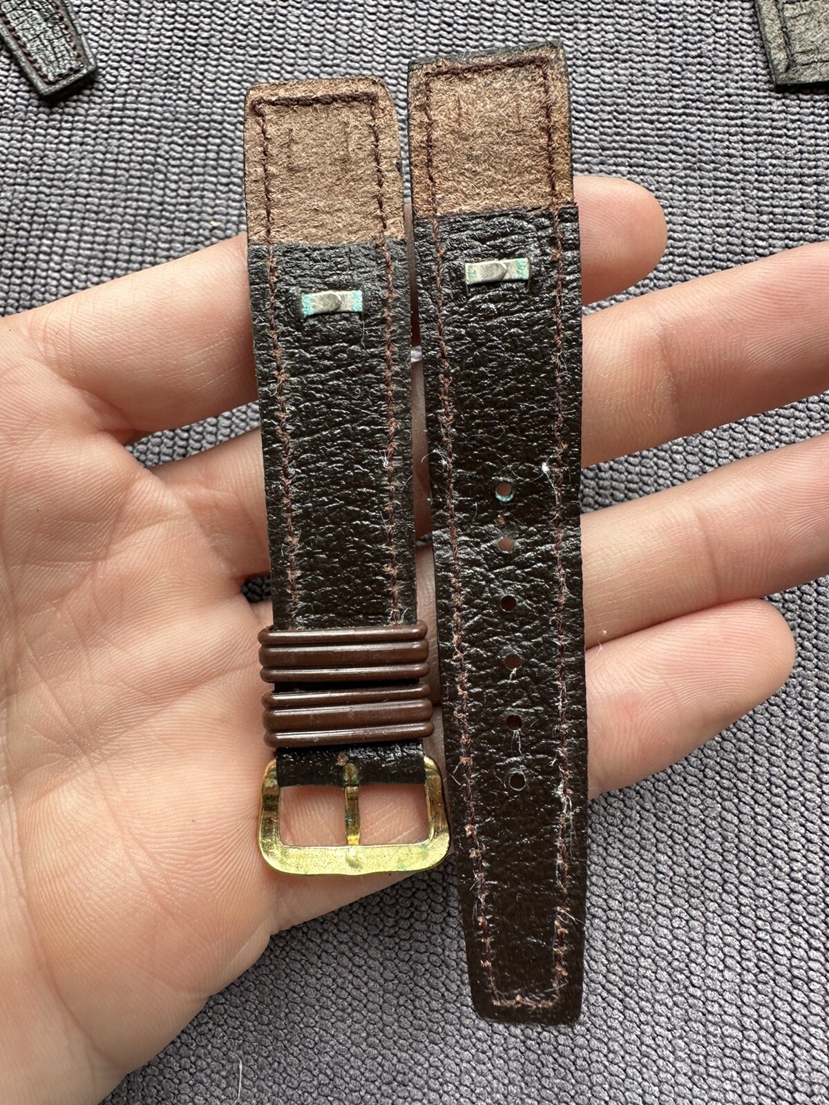 Vintage Watch Strap 18 mm Leather Small Size Nos Open Ended Top Quality