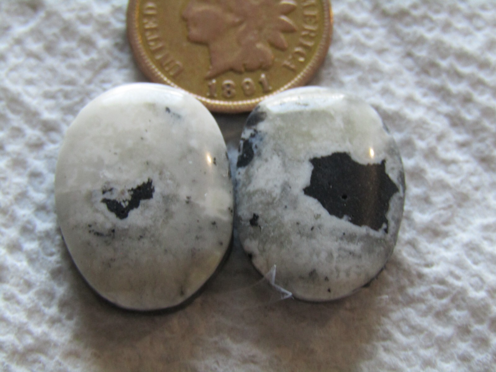 2 Natural White Buffalo Turquoise 28 carat Cabochons Matching Sets Cabs Nevada