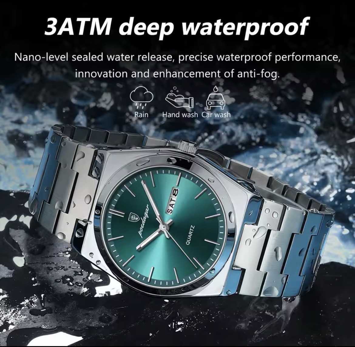 POEDAGAR Luxury Men’s Watch Waterproof Luminous Date Week