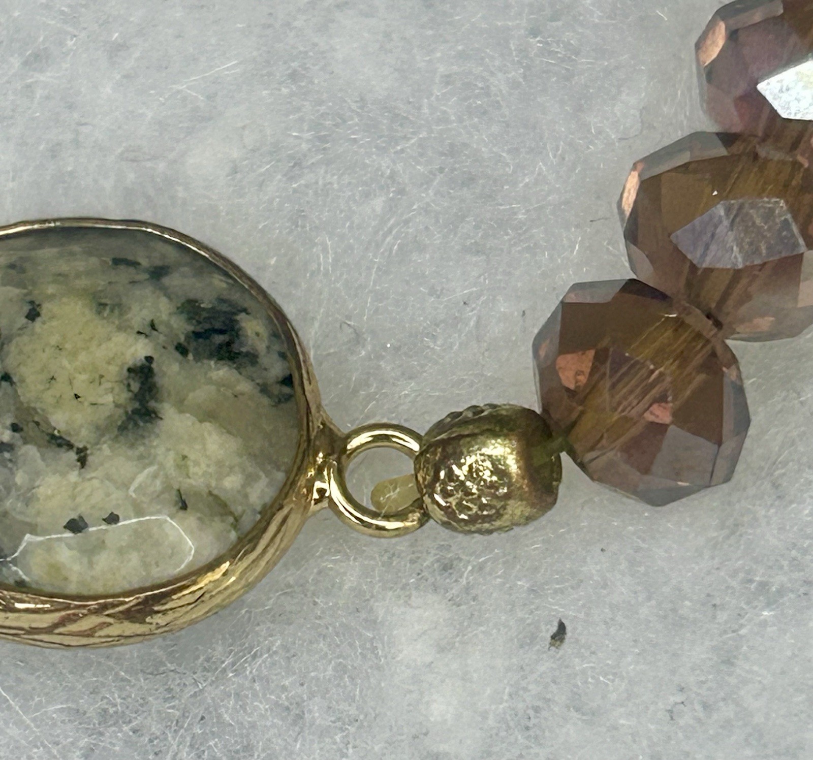 Natural Stone & Faceted Crystal Stretch Bracelet (Contemporary)