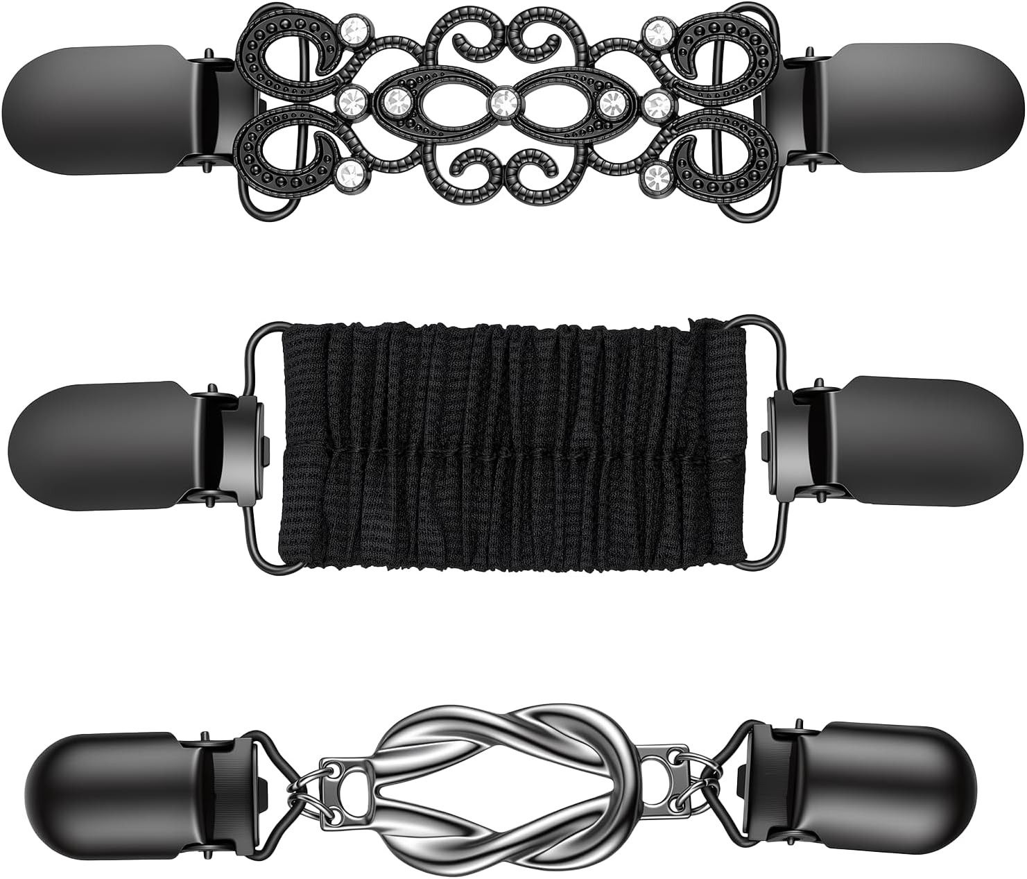 3 Pcs Dress Waist Clip, Black Elastic Dress Clips Vintage Waist Cincher & Shirt