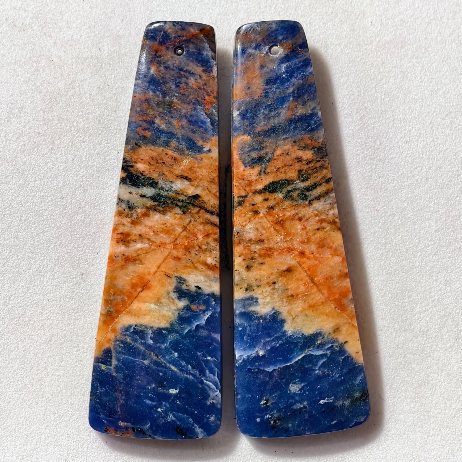 50 Cts Natural Sodalite Drilled Match Pair Cabochon Gemstone 47.6 X 15.1 MM