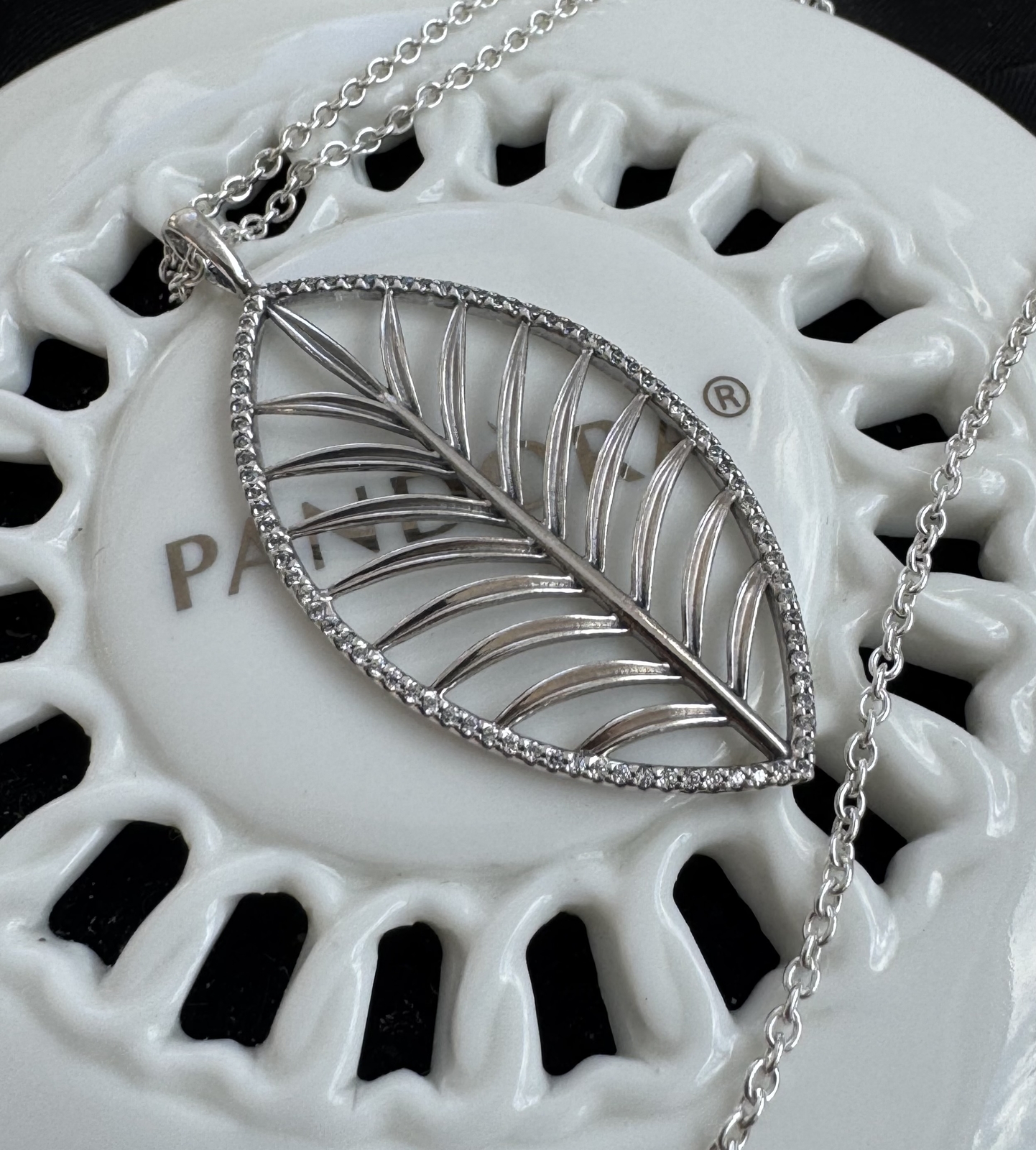 Authentic Pandora Palm Leaf Chain Necklace #390370CZ- 90 cm / 35.4 in