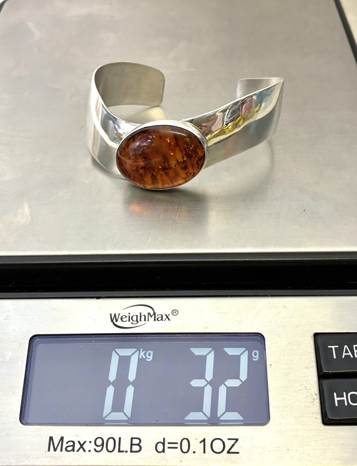 Jay King DTR Sterling Silver Baltic Amber Wide Cuff Bracelet Mine Finds 32g