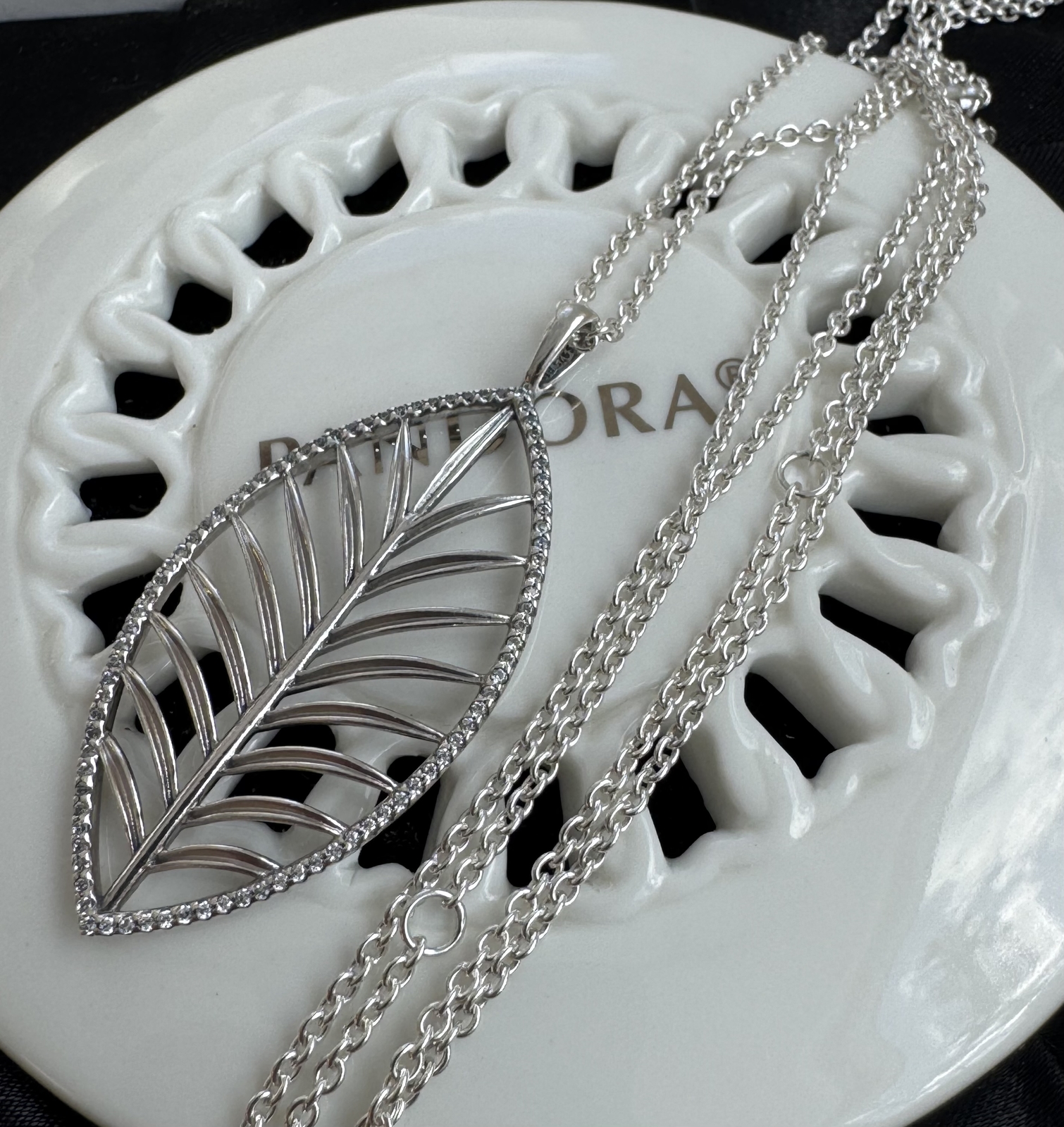 Authentic Pandora Palm Leaf Chain Necklace #390370CZ- 90 cm / 35.4 in