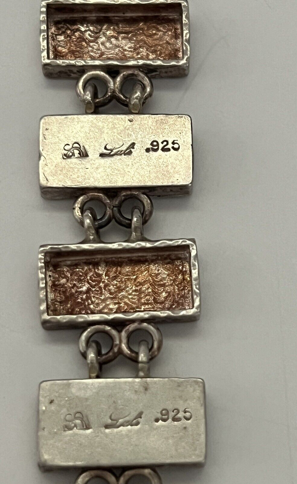 Roman Period Glass Fragments 200 B.C Set in 925 Silver Bracelet Vintage 2001