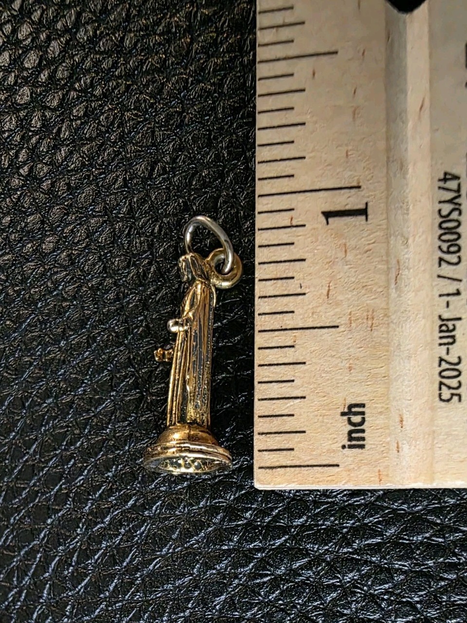 Vintage Virgin Mary Charm Shrine Figurine Gold Tone Kinney Pendant