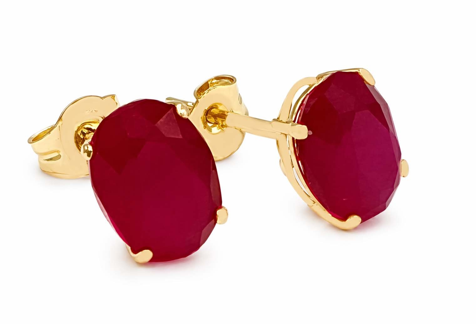 GENUINE 2.80 Cts RUBY STUD EARRINGS 14K YELLOW GOLD – Free Appraisal Service