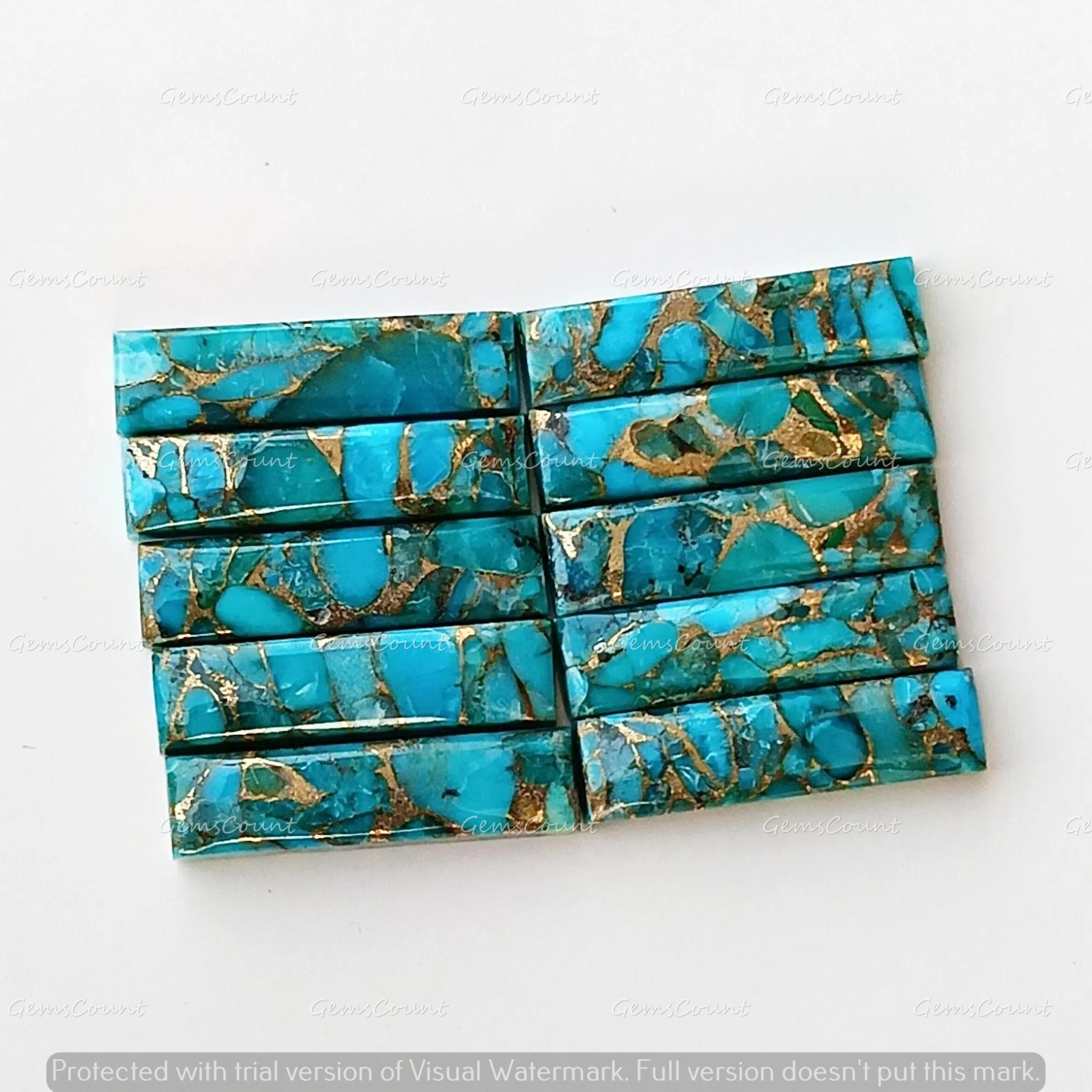 Natural Blue Copper Turquoise Rectangle Cabochon Gemstone 5x10mm-15x30mm
