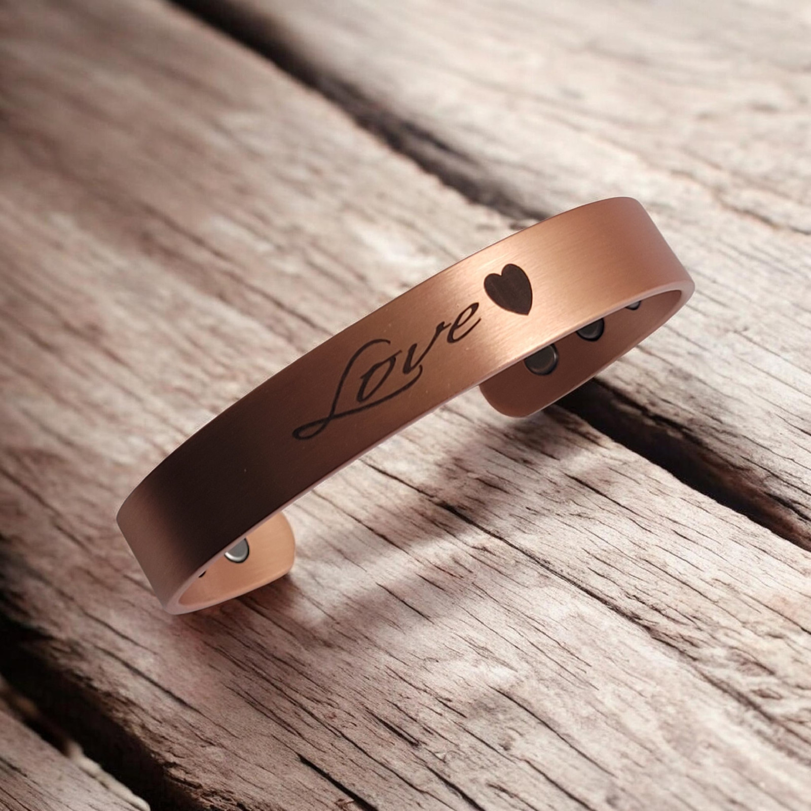 2 Pack Pure Copper Magnetic Bracelet Solid Copper Cuff FAITH CROSS LOVE HEART