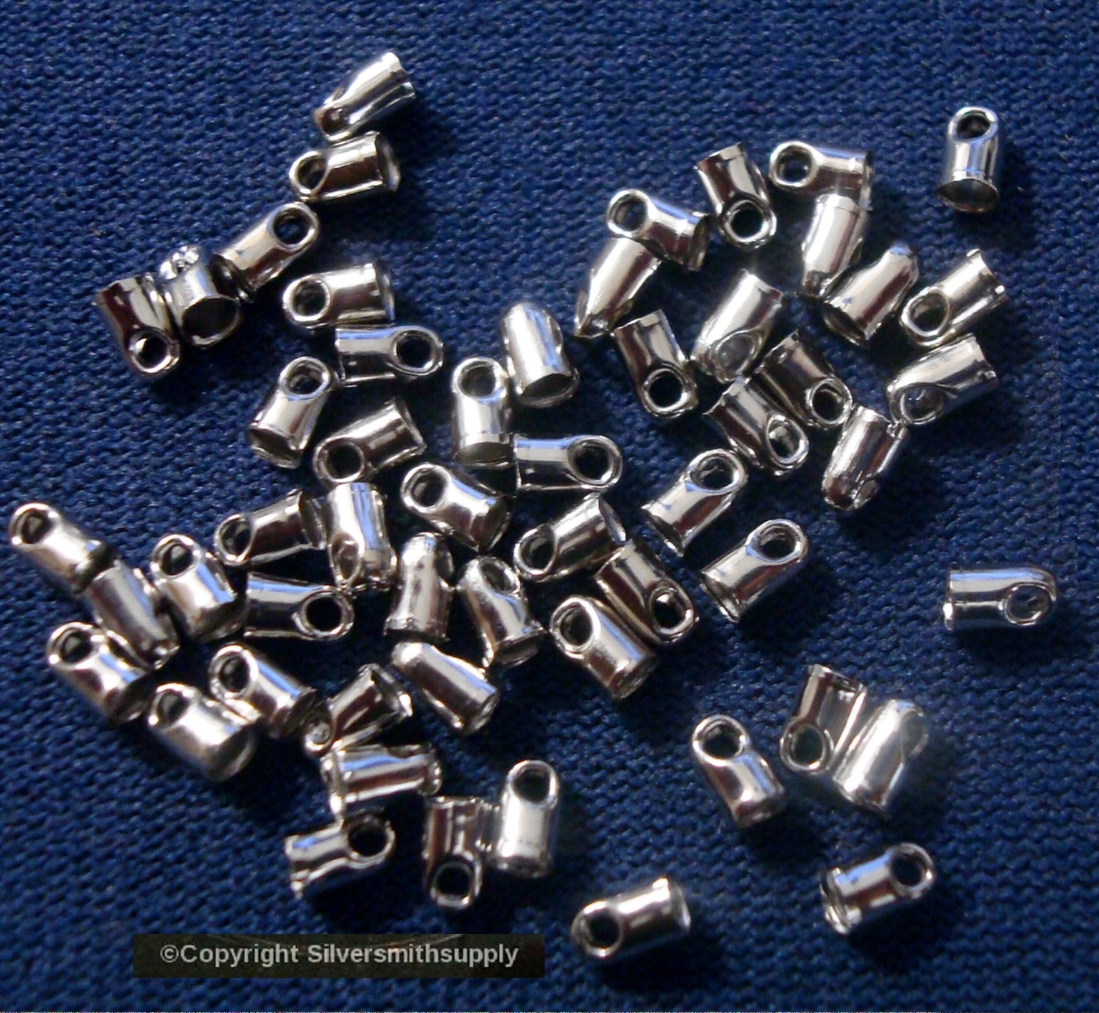1mm Leather necklace ends 50 white gold plated thong end cone clasps fps057