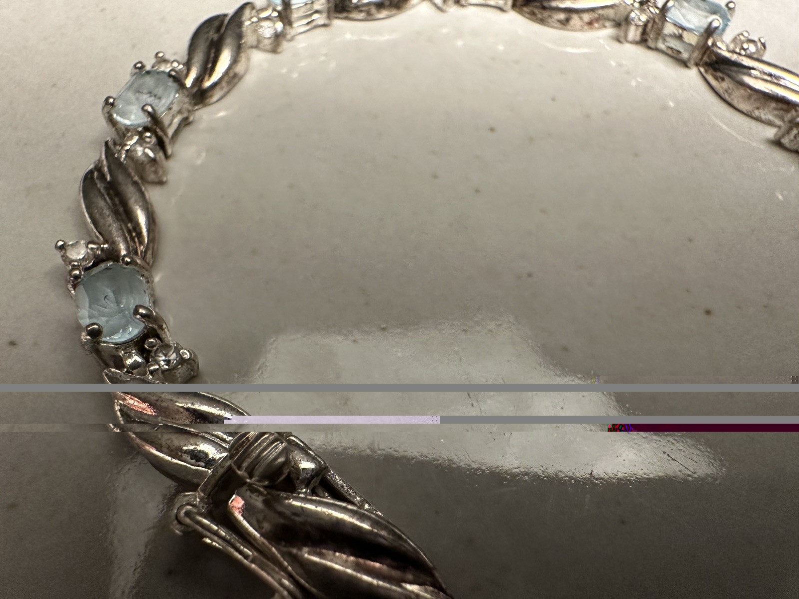 Silver Topaz Tennis Bracelet 8” great condition estate sale find