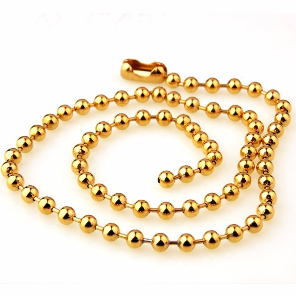 1.5-12mm Wholesale Stainless Steel Gold Bead Ball Chain Necklace Unisexs Link