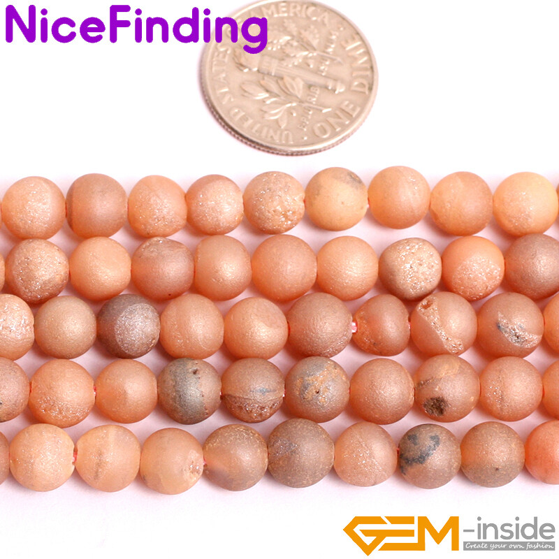Agate Quartz Beads Druzy Stone Metallic Titanium Coated Jewelry Making 15’’
