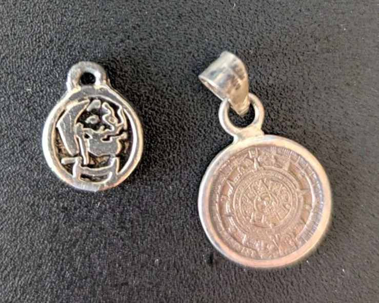 2 Small Pendants- Aztec Calendar & Heritage Creations Silver