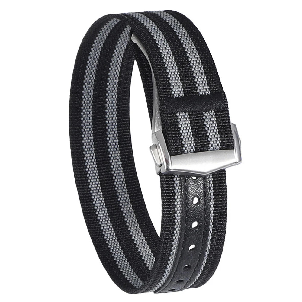 Nylon Watch Strap for Omega 20mm Military Green Ribbed Deployant Buckle Band