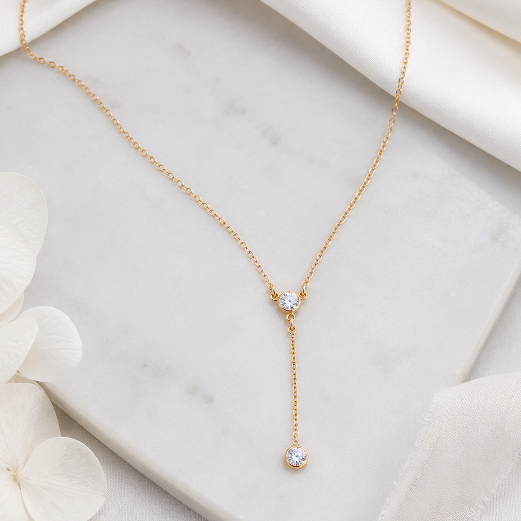 18″ + 2″ 14/20 Gold Filled 4mm CZ Y Drop Necklace