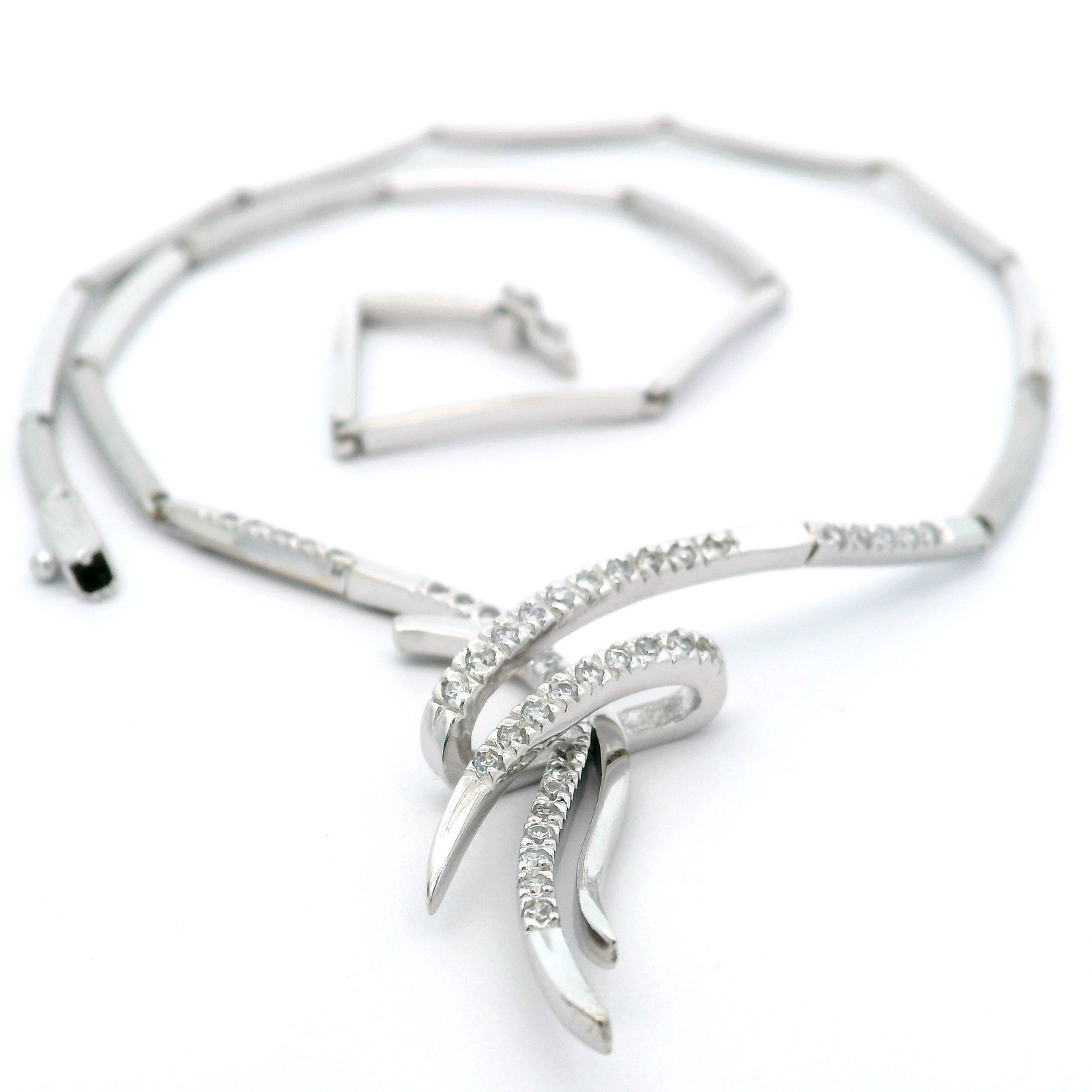 Ladies chain, white gold chain, necklace with zircon, white gold 585 14 KT