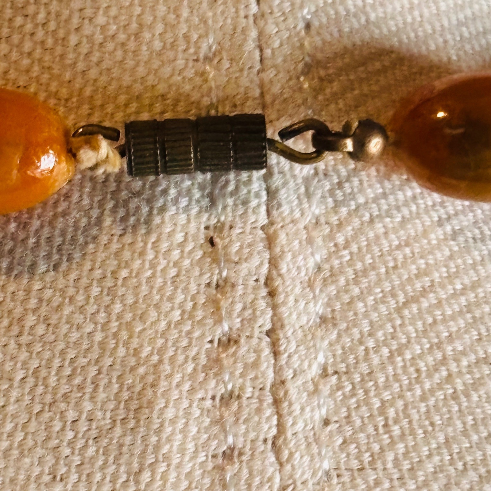 Vintage Faux Amber Graduated Bead Necklace Honey Cognac Marbled Statement 24 In
