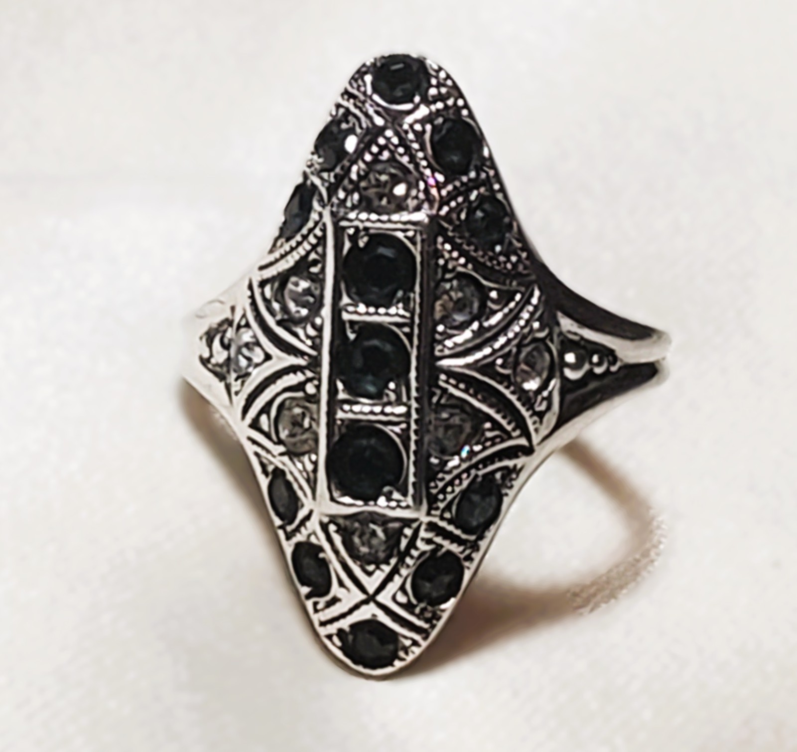 Vintage UNCAS Sterling Silver Art Deco Blue & White Rhinestones