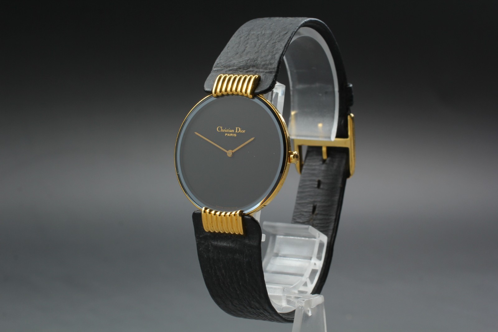 Dior Bagheera 47 153-2 Gold Black Moon Dial 30mm Quartz Womens Watch NEAR MINT