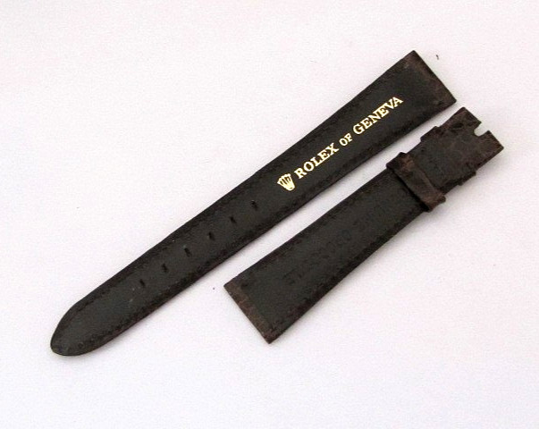 ROLEX, genuine brown croco leather watch band 17/14mm, NOS swiss made