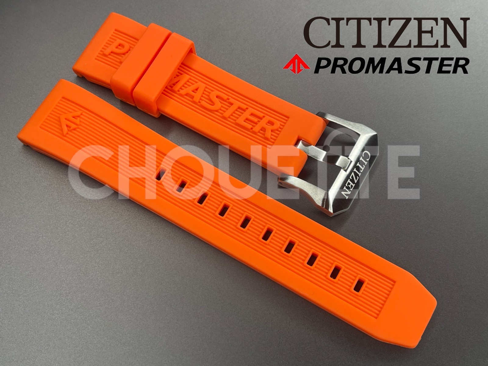Citizen Promaster JR4061-18E, JR4061-00F 22mm Orange Rubber Watch Band with PINS