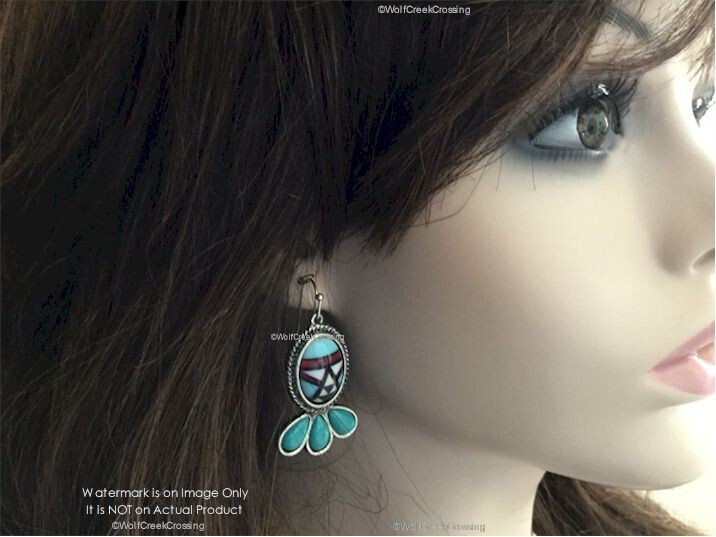 NAVAJO SUNRISE NECKLACE EARRINGS JEWELRY SET NAJA MOSAIC CRESCENT MOON FREE SHIP