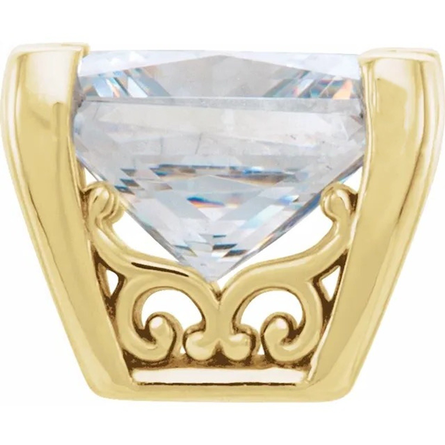 14K Solid Yellow Gold Princess Cut Setting Vintage Style V Prong Design Mounting