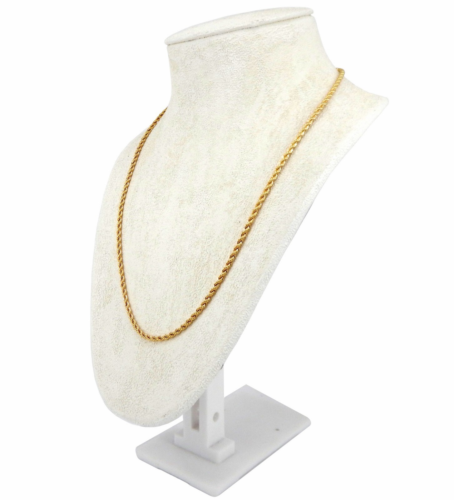 Mens Rope Chain Necklace 2.5mm 14k Gold Plated 18″, 20″, 22″, 24″, 26″, 30″ inch