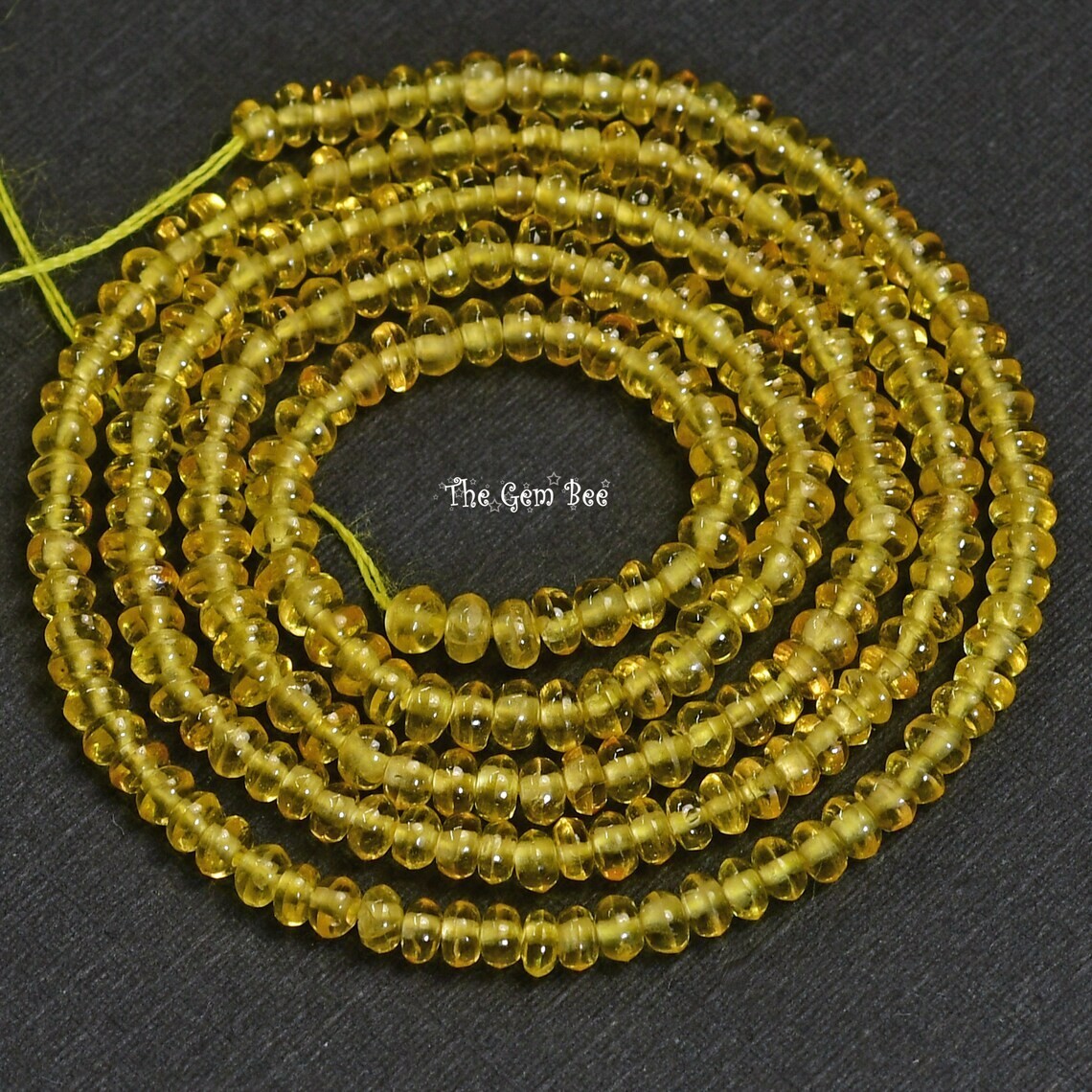 2.8mm Petite Natural Golden Yellow Sapphire Smooth Rondelle Beads 16″ Strand
