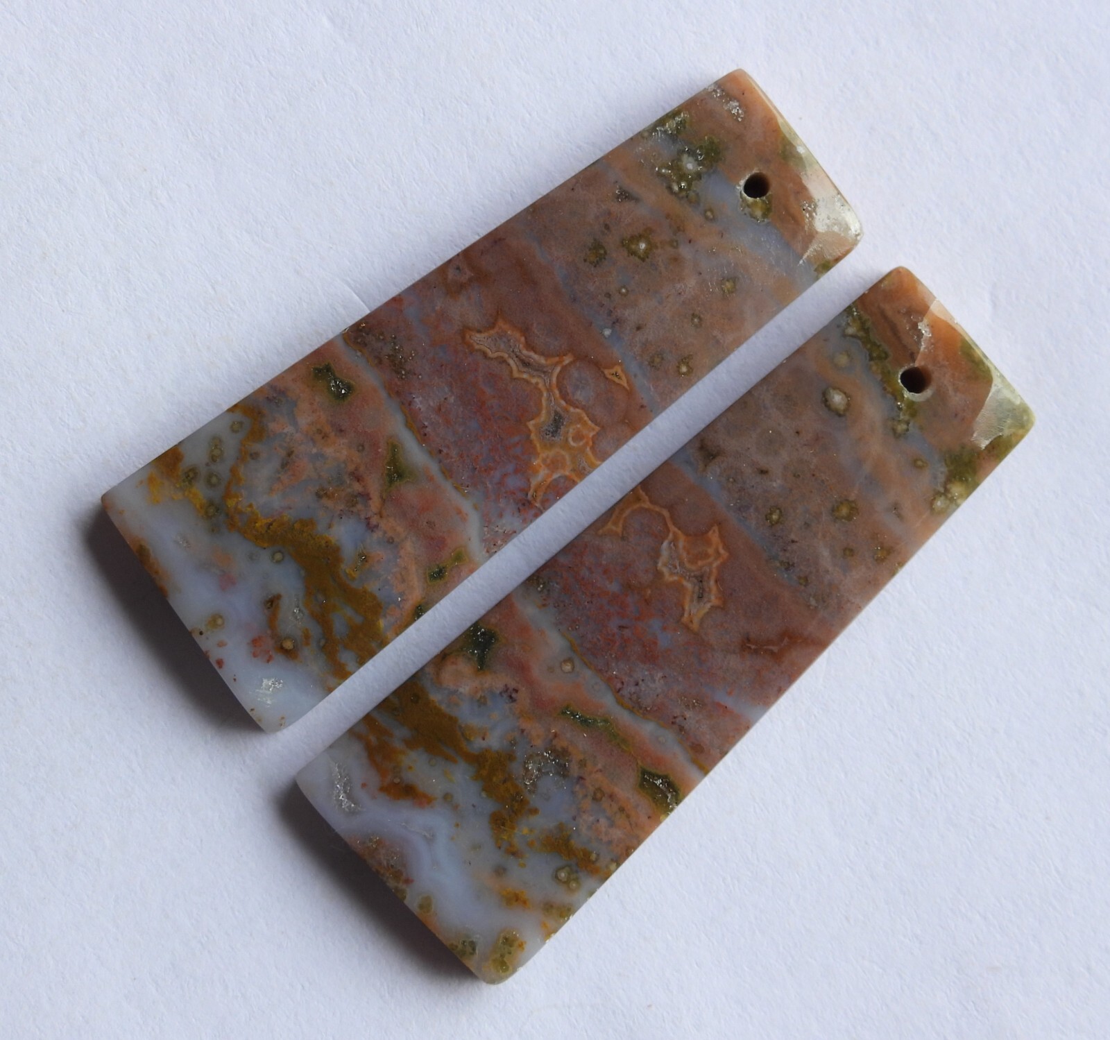 55.30 Cts Natural Ocean Jasper (39.7mm X 15mm each) Drilled Cabochon Match Pair