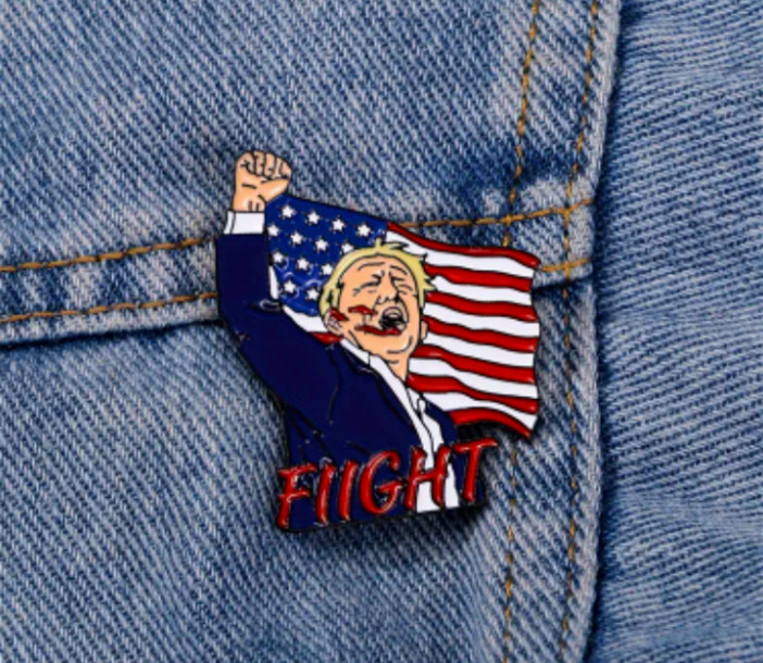 DONALD TRUMP “FIGHT” ENAMEL/ LAPEL / BROOCH PIN-NIP-NEXT DAY SHIPPING