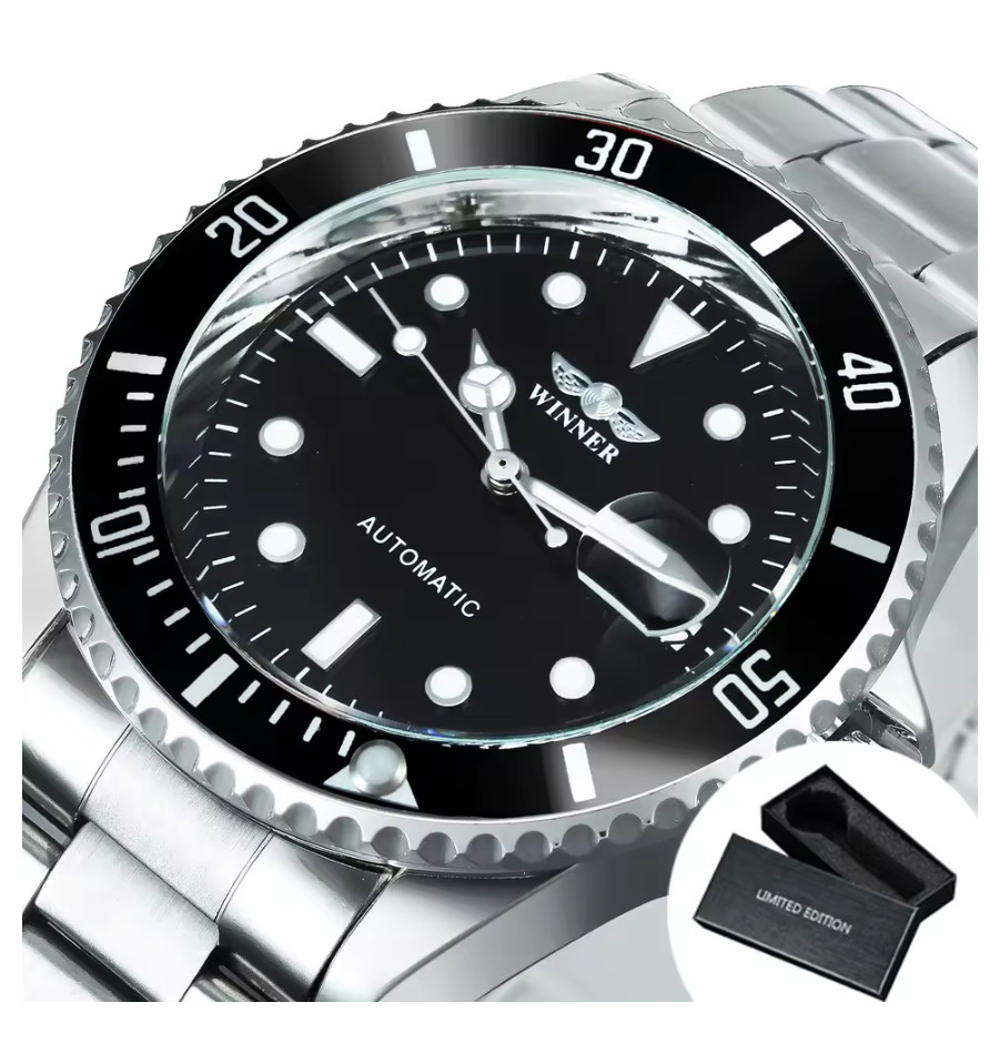 WINNER Men’s Elegant Luminous Steel Mechanical Business Automatic Watch