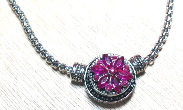 Mini Snap Jewelry Rhinestone Pink Flower fits 12mm Petite Ginger Accessories NEW
