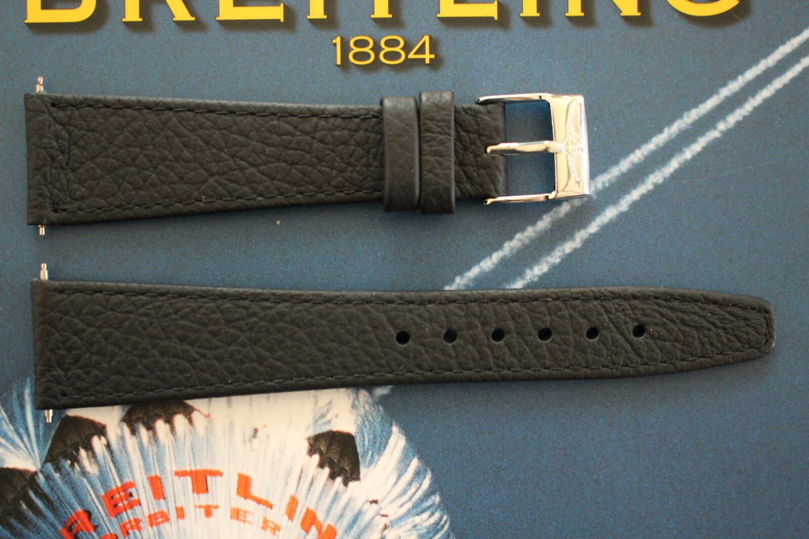 VINT 20-14 TONGUE BUCKLE BROWN BULLHIDE WATCH BAND WATCHBAND STRAP FOR BREITLING
