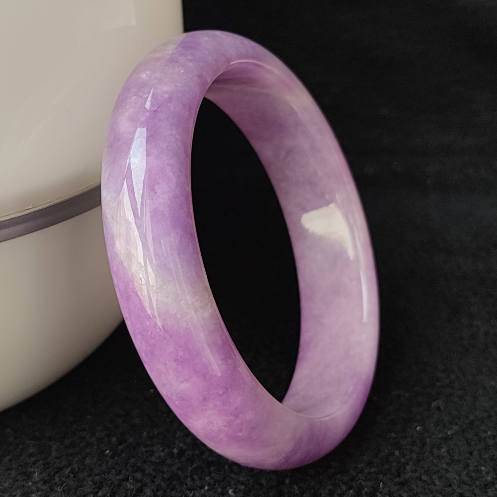 Certified Grade A Lavender 57-58mm Natural Burma Jade jadeite Bangle Bracelet