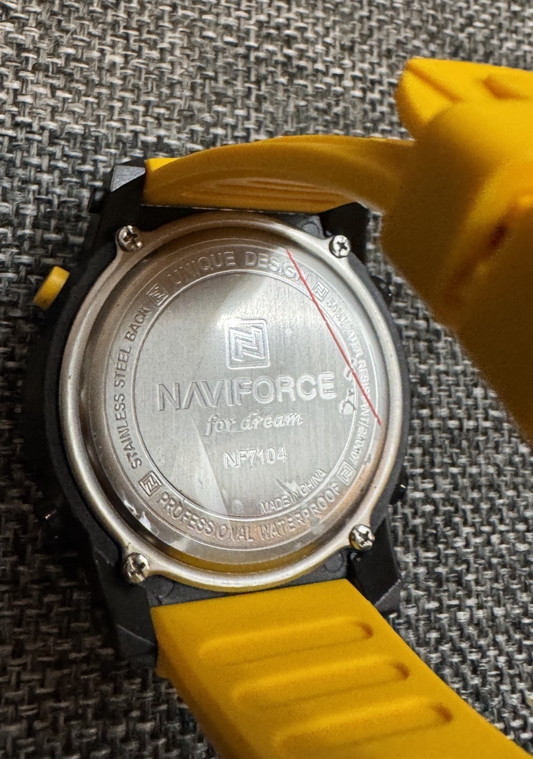 Naviforce NF7104 Digital Sport Watch Black Case Yellow Silicone Strap Never worn