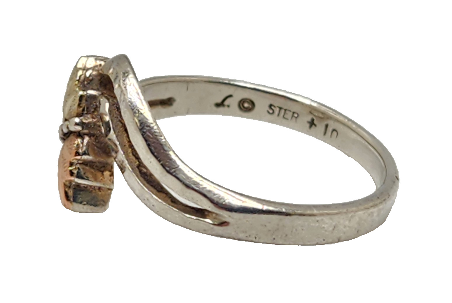 Landstrom’s Black Hills Gold Sterling Silver 10K Leaves Swirl Ring, US Size 9.25