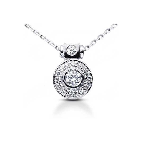 0.68CT Total I/VS2 Round Cut Natural Certified Diamonds 14K Gold Halo Pendant