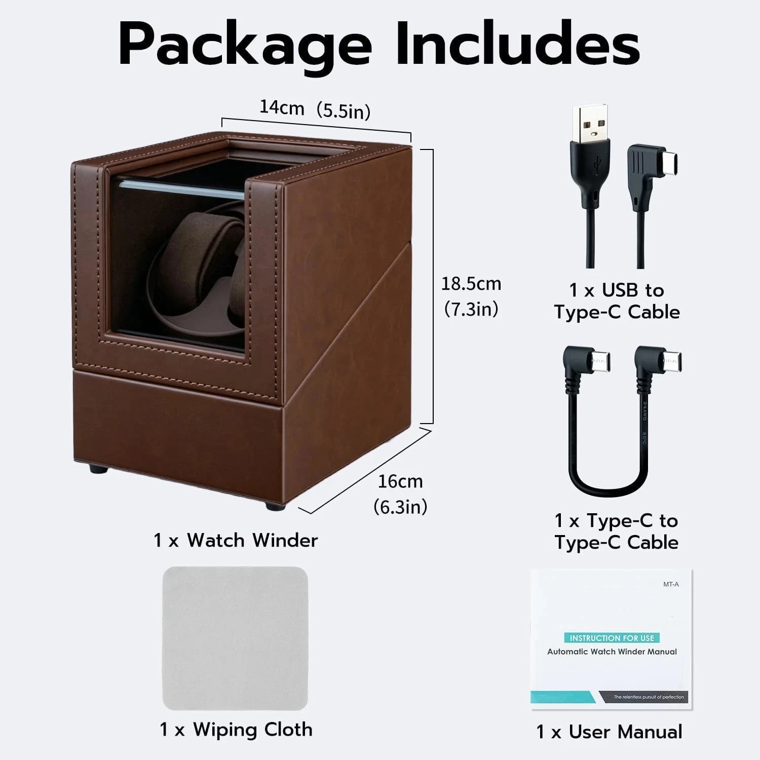 Automatic Rotation Double Watch Winder Box Leather Storage Display Case Gift I
