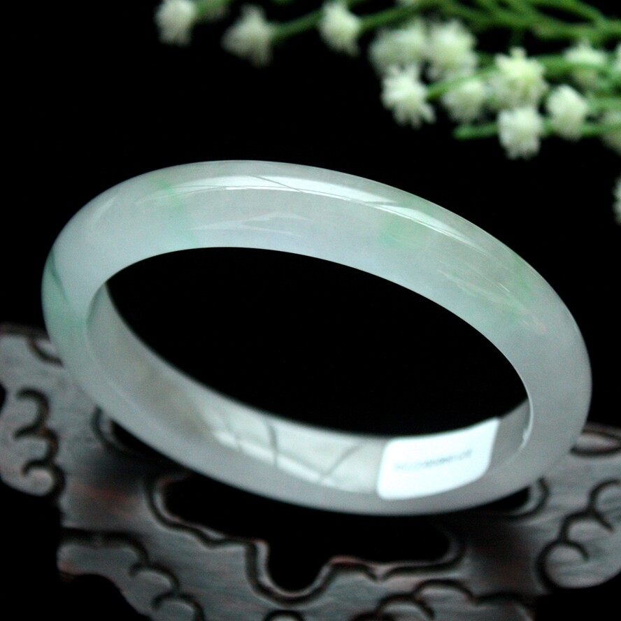 61mm Natural Icy Green Jadeite Jade Bracelet Burma Jadeite Jade Big Bangle 3110