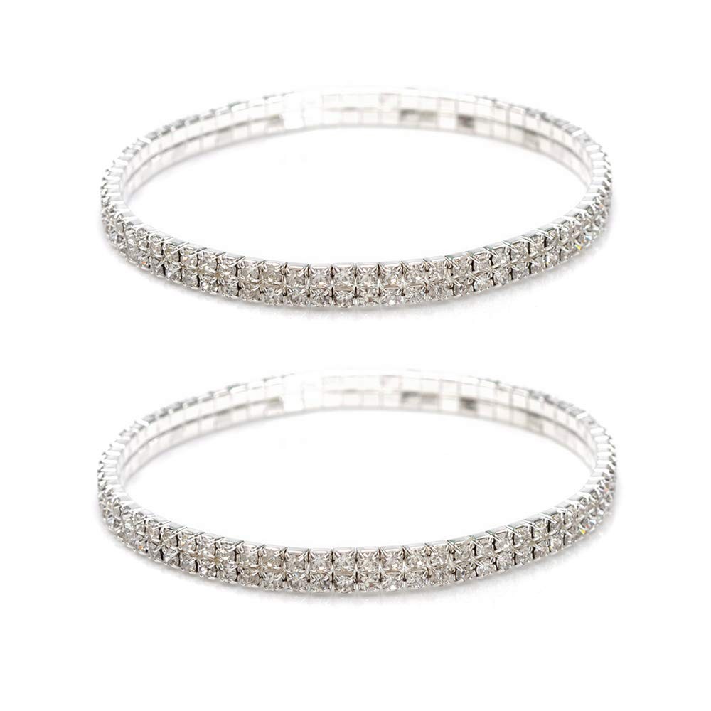 Shuning Sexy Anklets for Inner Diameter: 2.8 inches (7.2 cm), 2Pcs Silver
