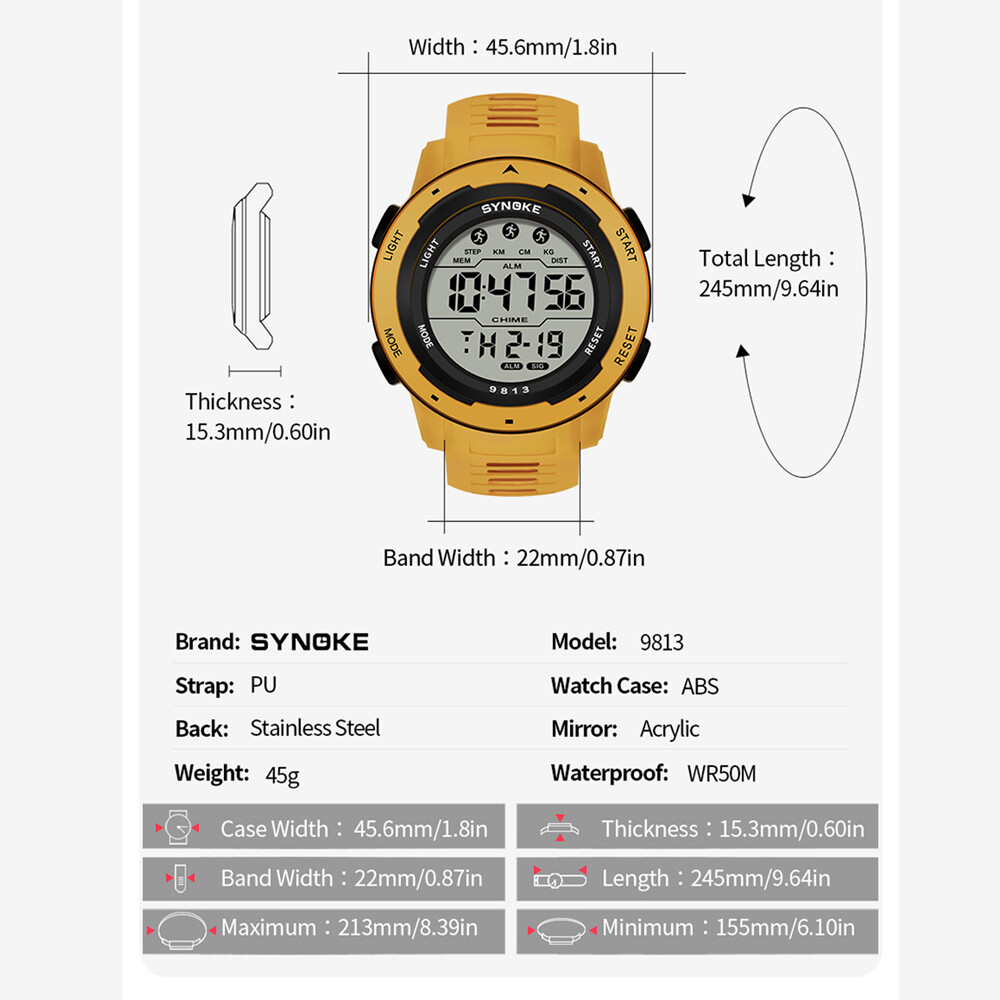 Men Waterproof Digital Sports Watch Military Tactical LED Backlight Wristwatch