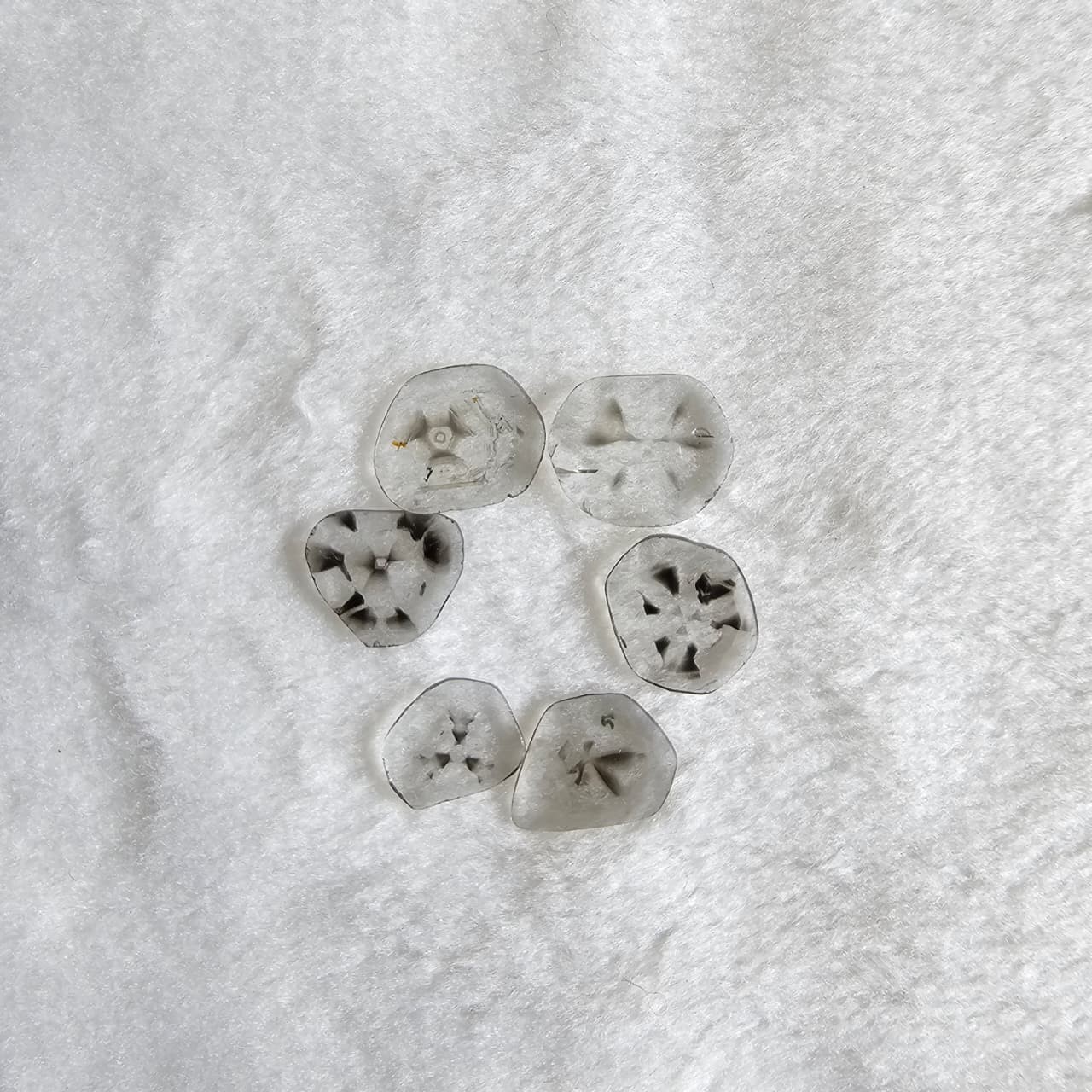 1.15CT (6pc) 6.00mm to 7.50mm , Trapiche diamond, Natural Slice (zimba polki)