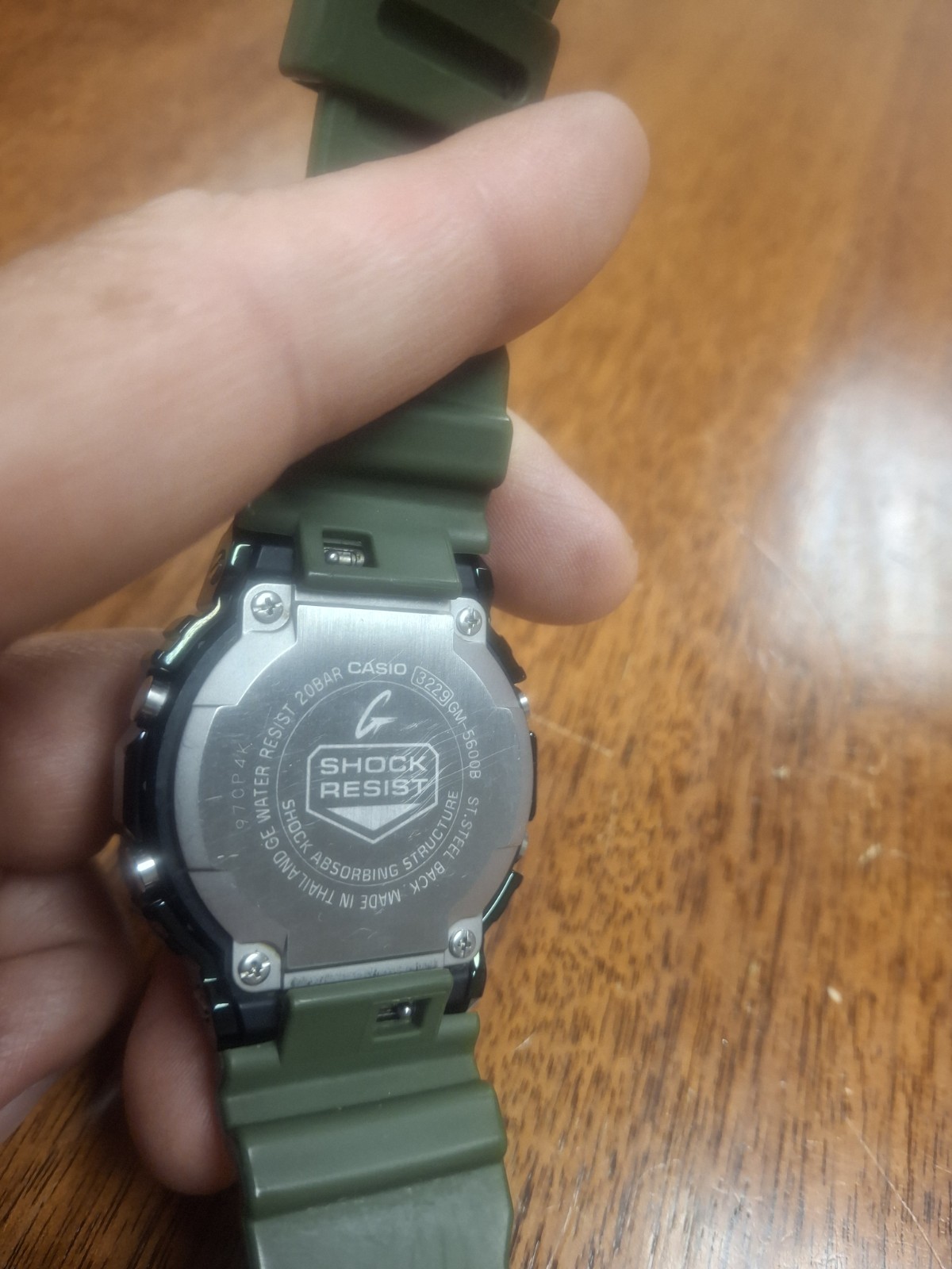 Casio G-shock GM-5600B Negative Display Metal Bezel Green Band Watch