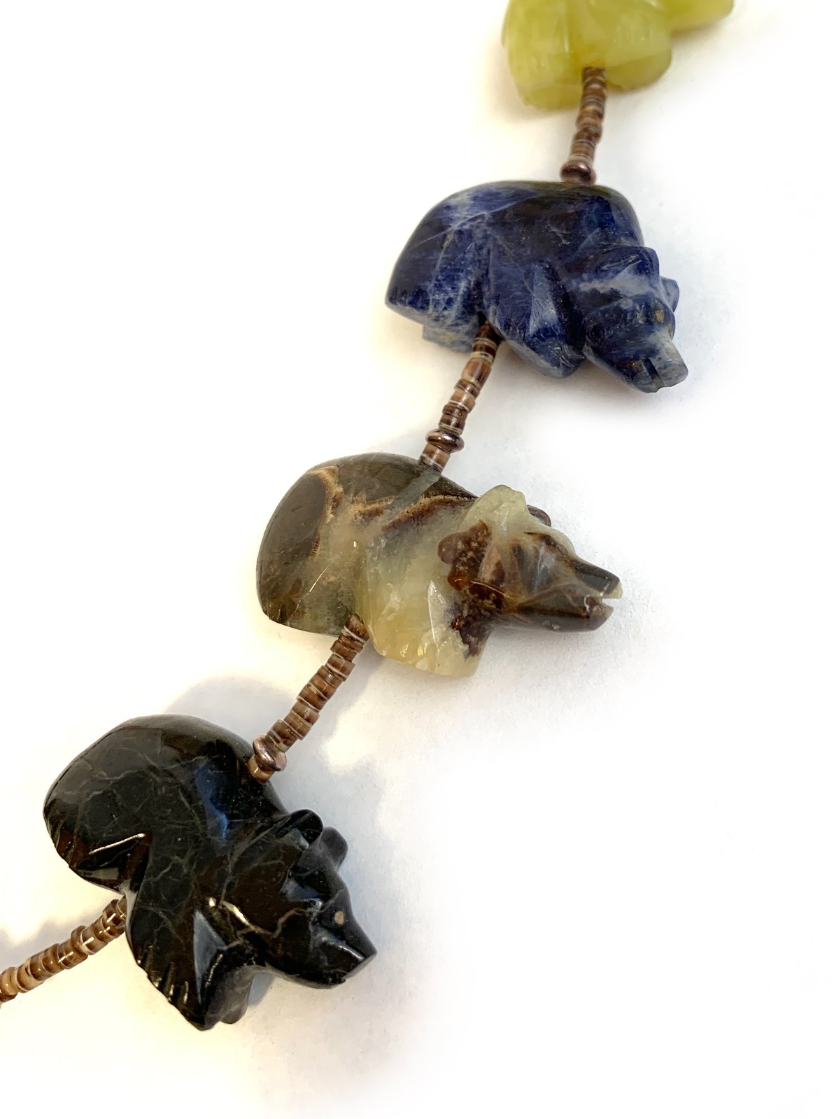 Zuni Fetish Necklace w/ Large Bears by Debra Gasper, Ray Tsethlikai / Multistone