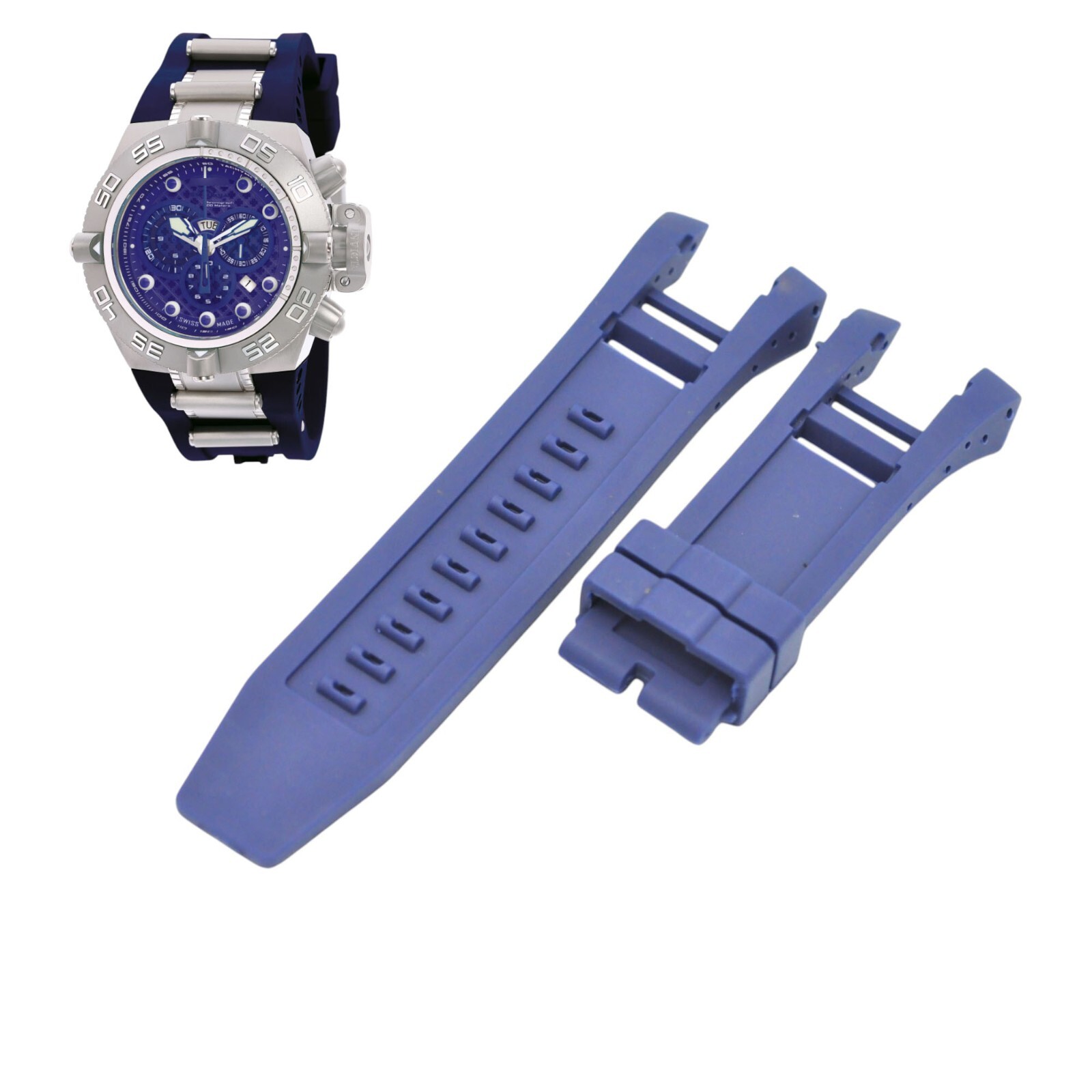 Subaqua 1389 33mm Blue Rubber Watch Strap For Invicta