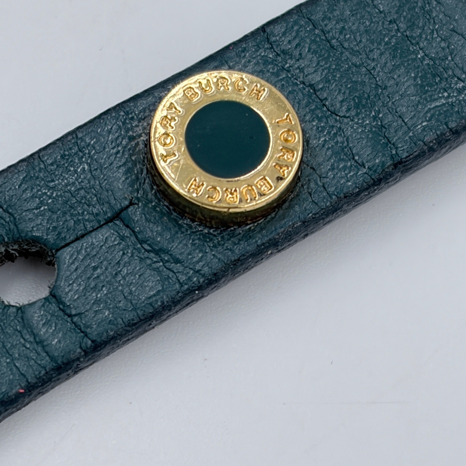 Tory Burch Enamel & Leather Cole Double Wrap Around Bracelet