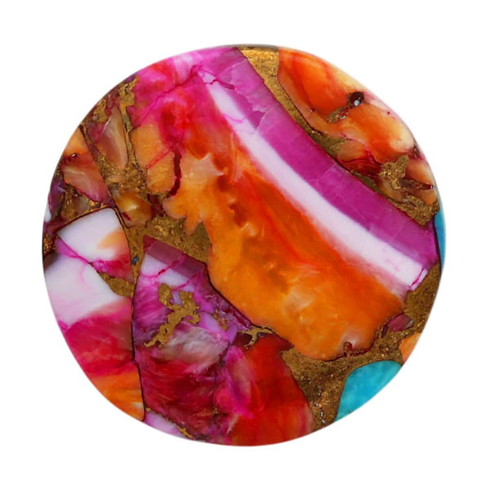 Kingman Orange Dahlia Turquoise 23.3×23.3×4.3 mm Round Gemstone LS78-06934
